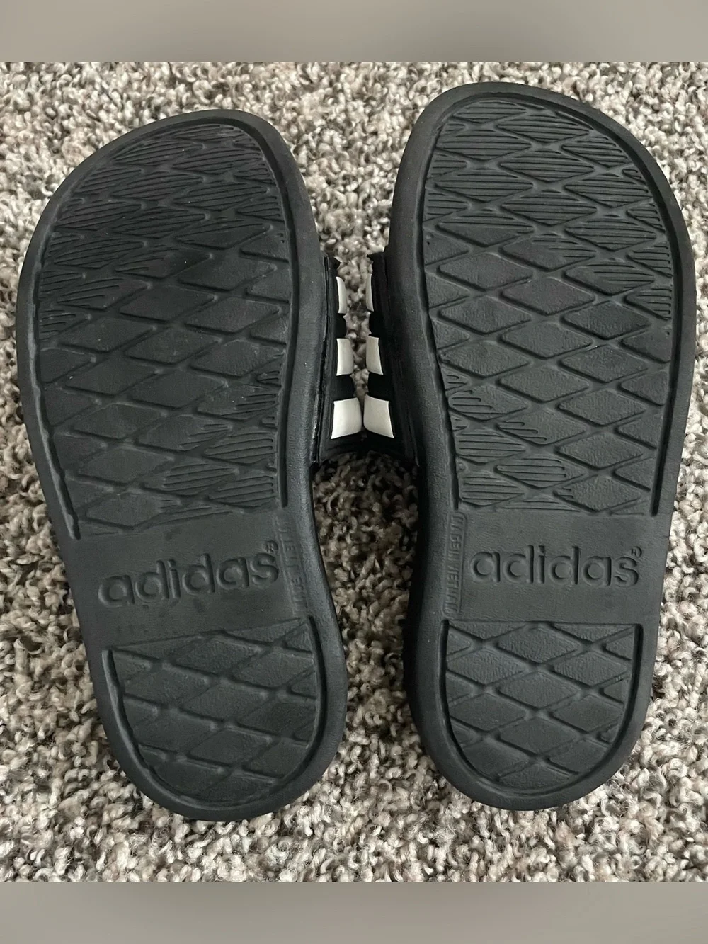 adidas Kids Black & White Slide Sandals